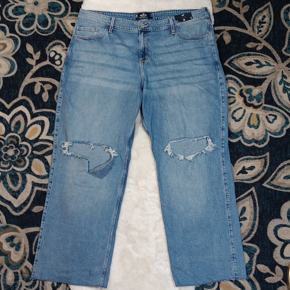 New Hollister high rise vintage baggy distressed jeans sz 19